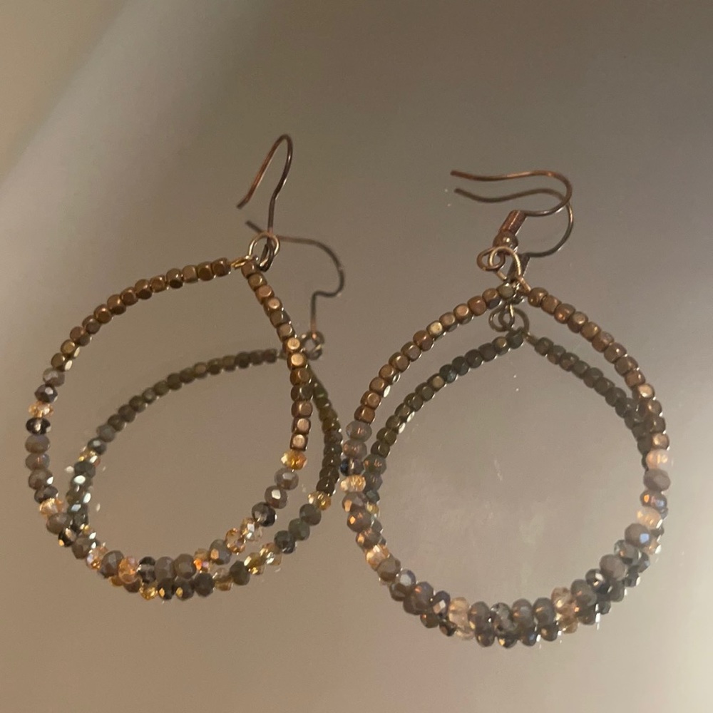 NEW- beaded hoop earrings